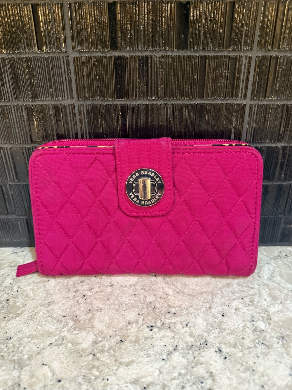 Vera Bradley Turn Lock Wallet - Fuchsia - Picture 1 of 7